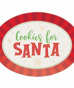 Creative Converting Christmas Party Supplies Oval Plastic Tray, Cookies For Santa