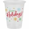 Creative Converting 16Oz Plastic Cup, Clear, Happy Holidays, 8 Ct Christmas Party Supplies