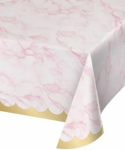 Creative Converting Pink Marble Tablecover, 54X102 Paper Aop (1/Pkg)