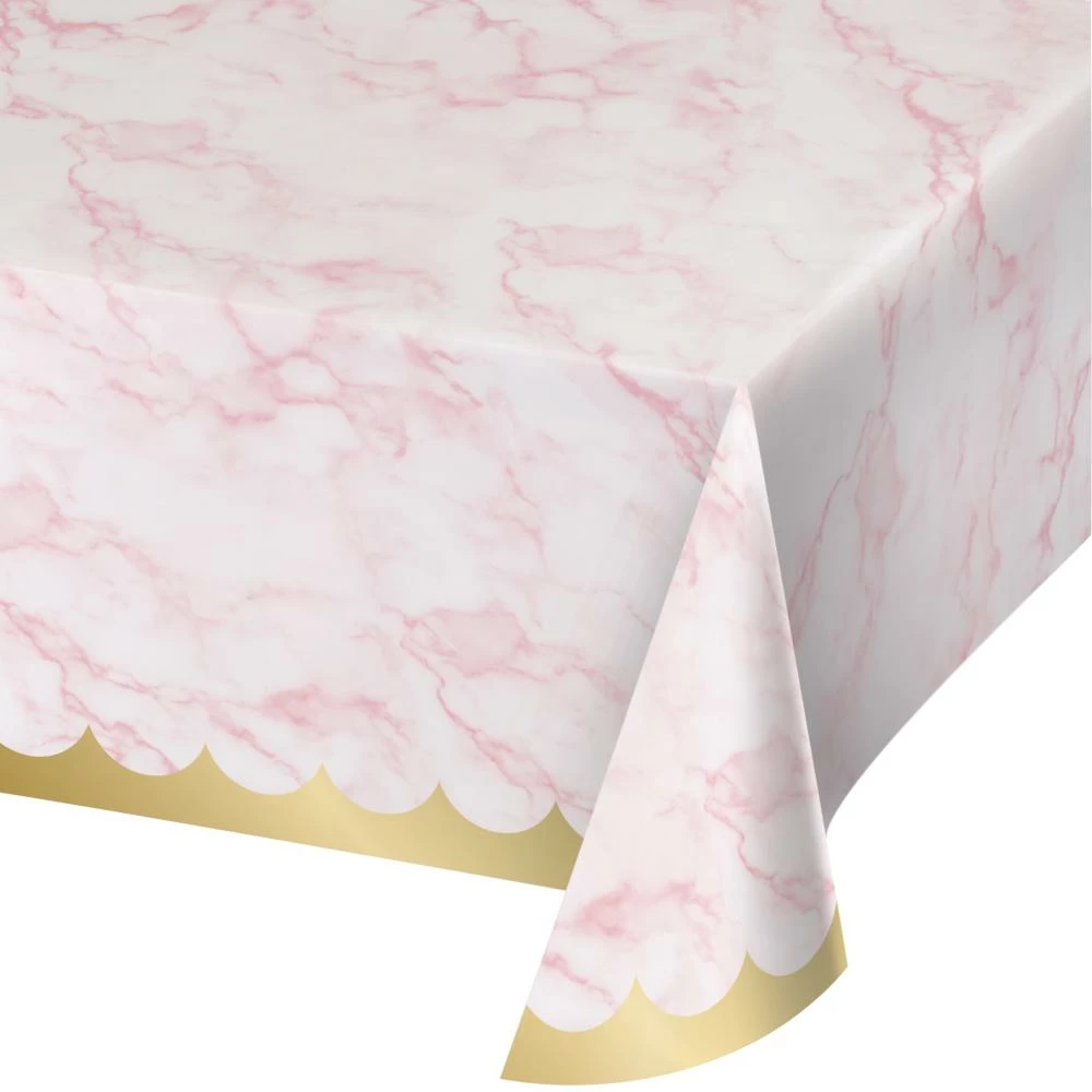 Creative Converting Pink Marble Tablecover, 54X102 Paper Aop (1/Pkg)