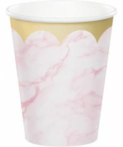 Creative Converting Baby Showers Pink Marble Paper Cups, 8 Ct