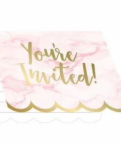 Creative Converting Baby Showers Pink Marble Invitations, 8 Ct