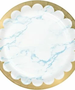 Creative Converting Baby Showers Blue Marble Dinner Plate, Foil (8/Pkg)
