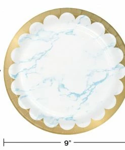 Creative Converting Baby Showers Blue Marble Dinner Plate, Foil (8/Pkg)