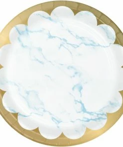 Creative Converting Blue Marble Dessert Plate, Foil (8/Pkg) Baby Showers