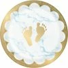 Creative Converting Baby Showers Blue Marble Baby Shower Footprints Dessert Plates, 8 Ct