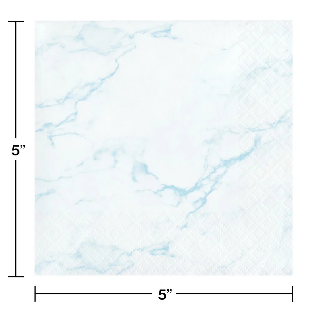 Creative Converting Baby Showers Blue Marble Beverage Napkin (16/Pkg)
