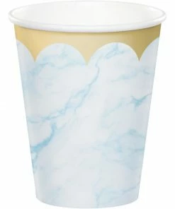 Creative Converting Baby Showers Blue Marble Paper Cups, 8 Ct