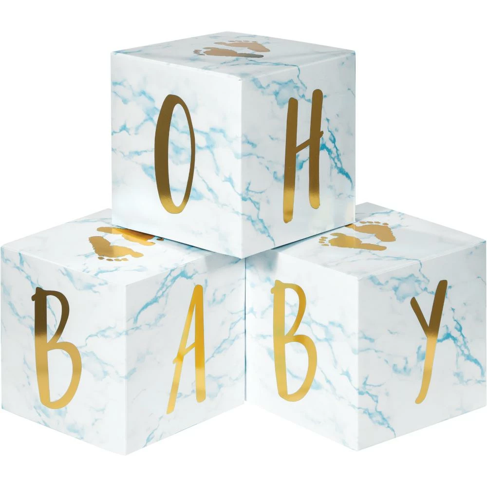 Creative Converting Blue Marble Centerpiece Baby Blocks, Foil (3/Pkg) Baby Showers