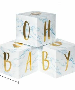 Creative Converting Blue Marble Centerpiece Baby Blocks, Foil (3/Pkg) Baby Showers