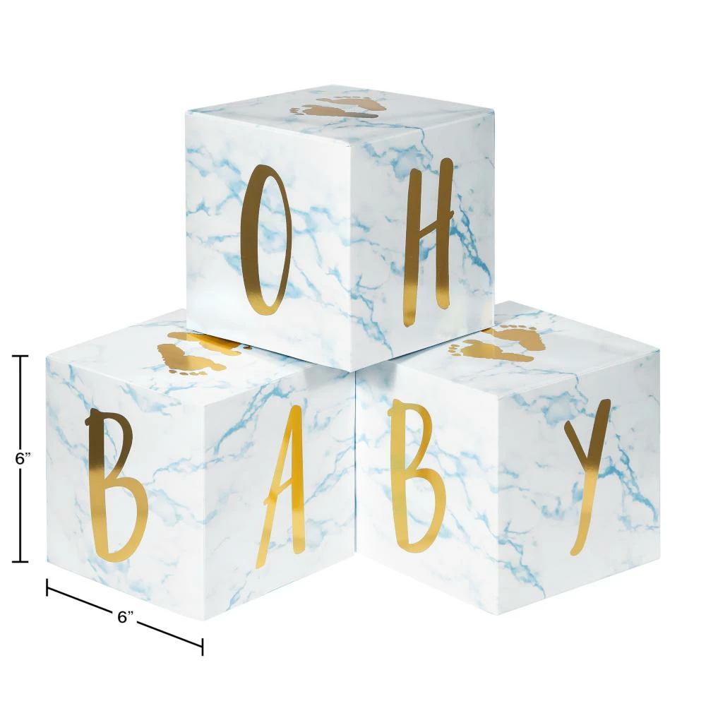 Creative Converting Blue Marble Centerpiece Baby Blocks, Foil (3/Pkg) Baby Showers