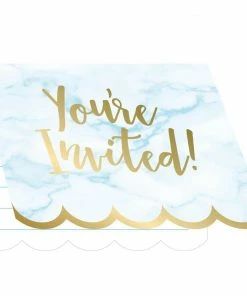 Creative Converting Baby Showers Blue Marble Invitations, 8 Ct