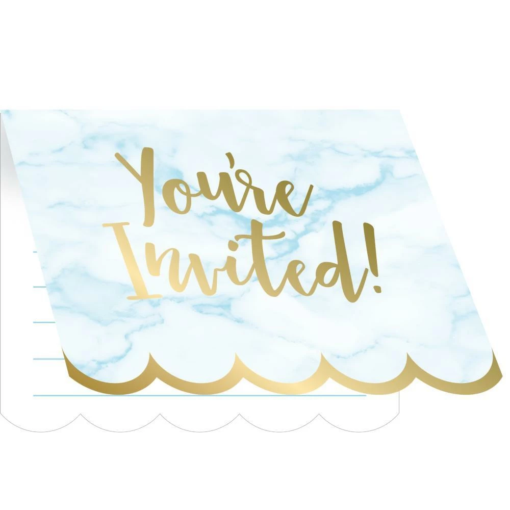 Creative Converting Baby Showers Blue Marble Invitations, 8 Ct