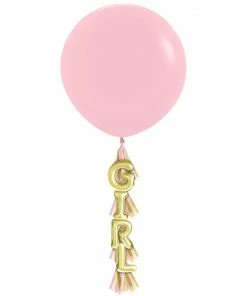 Creative Converting 36" Latex Balloon With Tassel, Girl (1/Pkg) Baby Showers