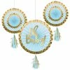 Creative Converting Baby Showers Paper Fans With Tassels, 12" & 8", Blue (3/Pkg)