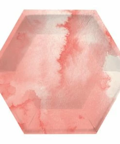 Creative Converting Watercolor Wash Pink Dessert Plate, 8" Hexagon, Pink, 8 Ct Themed Tableware