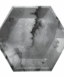 Creative Converting Themed Tableware Watercolor Wash Black Dessert Plate, 8" Hexagon, Black, 8 Ct