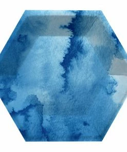 Creative Converting Watercolor Wash Blue Dessert Plate, 8" Hexagon, Blue, 8 Ct Themed Tableware