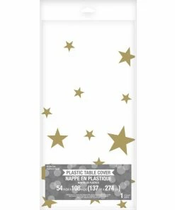 Creative Converting Stars White Plastic Tablecover 54" X 108", All Over Print General Decorations