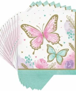 Creative Converting Kids Birthday Party Themes Butterfly Shimmer Luncheon Napkin 16ct