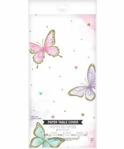 Creative Converting Butterfly Shimmer Tablecover, Paper 1ct Kids Birthday Party Themes