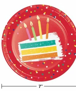 Creative Converting Festive Cake Dessert Plate 8ct