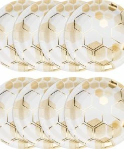 Creative Converting Themed Tableware Honeycomb Dinner Plate, Foil 8ct