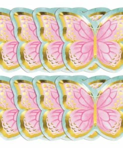 Creative Converting Butterfly Shimmer Butterfly Shaped Plate, Foil 8ct