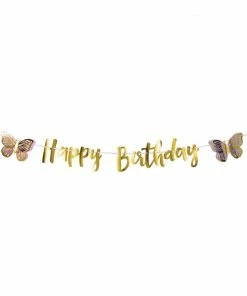 Creative Converting Butterfly Shimmer Letter Ribbon Banner, Foil 1ct Kids Birthday Party Themes