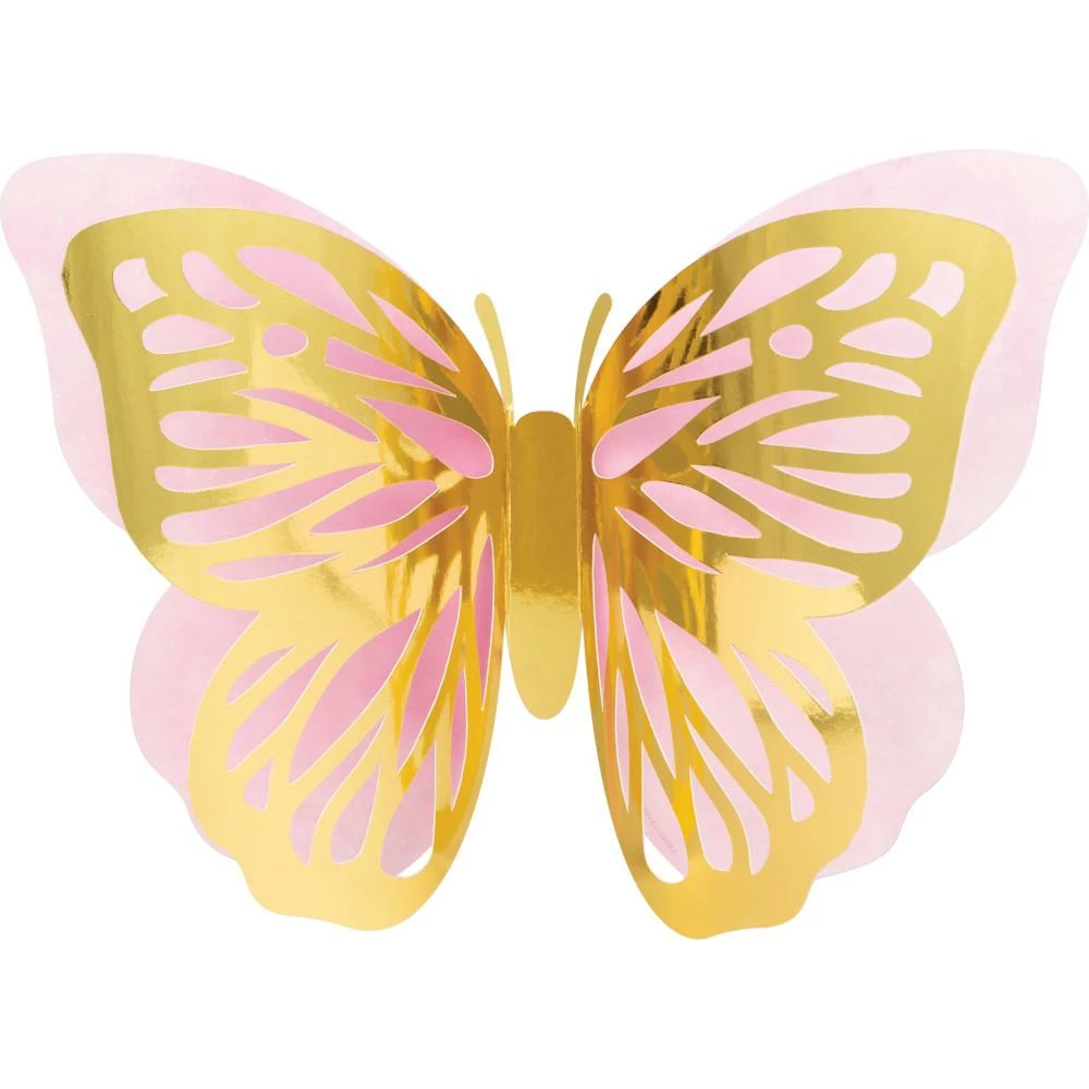 Creative Converting Butterfly Shimmer 3D Wall Décor, Foil 3ct