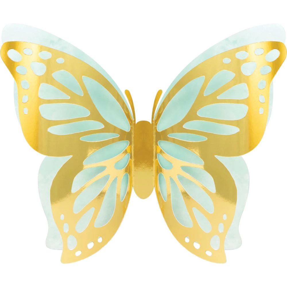 Creative Converting Butterfly Shimmer 3D Wall Décor, Foil 3ct