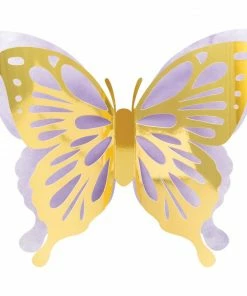 Creative Converting Butterfly Shimmer 3D Wall Décor, Foil 3ct