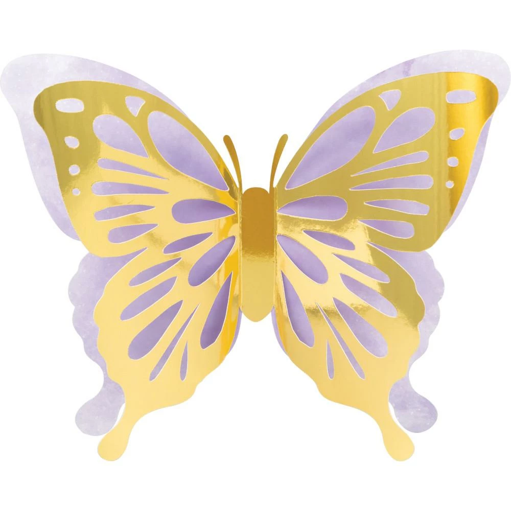 Creative Converting Butterfly Shimmer 3D Wall Décor, Foil 3ct