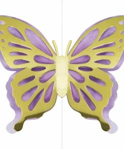 Creative Converting Kids Birthday Party Themes Butterfly Shimmer Hanging Cutouts W/ Honeycomb, Foil 3ct