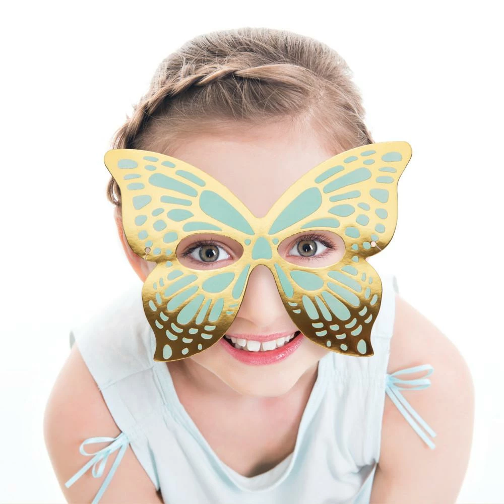 Creative Converting Kids Birthday Party Themes Butterfly Shimmer Paper Masks, Foil 8ct
