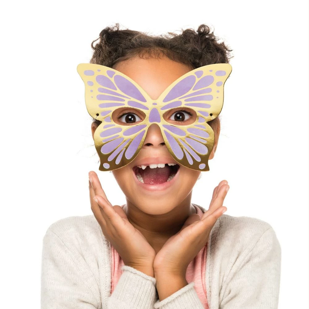 Creative Converting Kids Birthday Party Themes Butterfly Shimmer Paper Masks, Foil 8ct