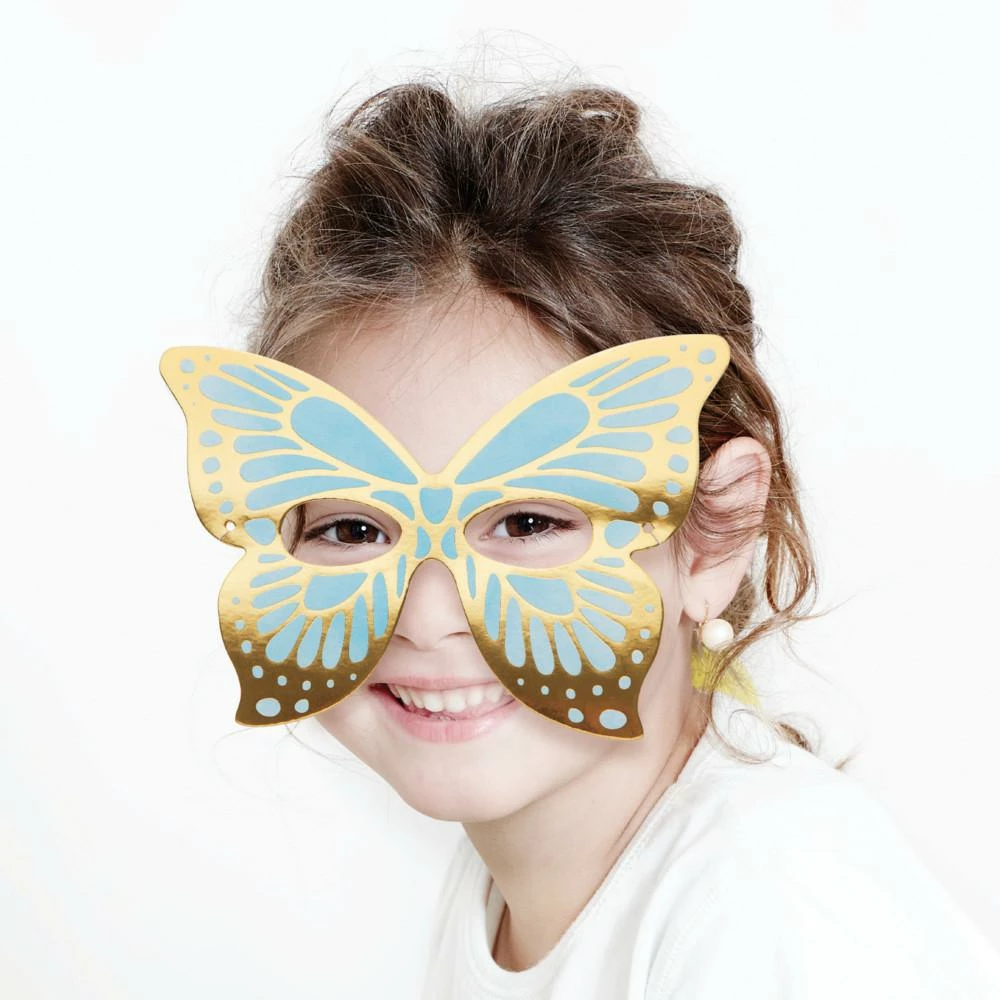 Creative Converting Kids Birthday Party Themes Butterfly Shimmer Paper Masks, Foil 8ct