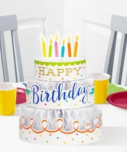 Creative Converting Festive Cake Honeycomb Centerpiece W/ Attachments 1ct Adult Birthday Party Themes