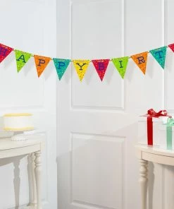 Creative Converting Festive Cake Shaped Banner W/ Ribbon 1ct
