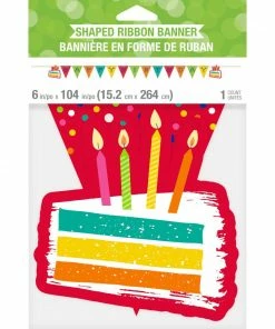 Creative Converting Festive Cake Shaped Banner W/ Ribbon 1ct