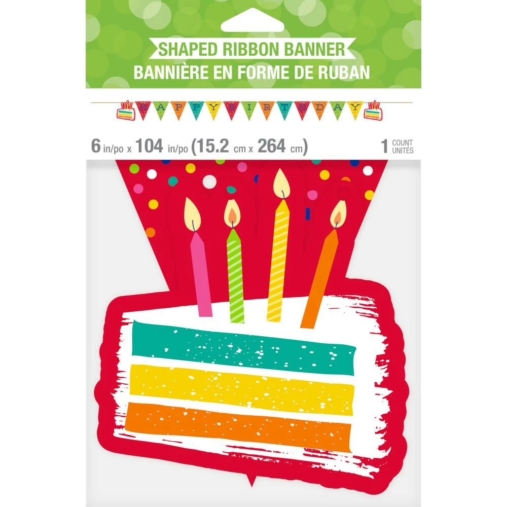 Creative Converting Festive Cake Shaped Banner W/ Ribbon 1ct