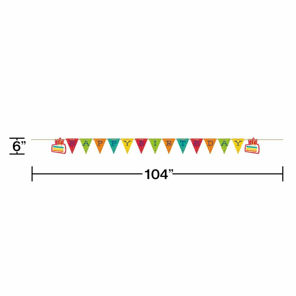 Creative Converting Festive Cake Shaped Banner W/ Ribbon 1ct