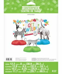 Creative Converting Party Animals Centerpiece 3D W/ HC 4ct Kids Birthday Party Themes