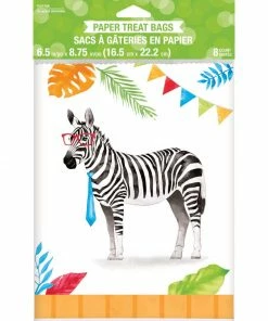 Creative Converting Kids Birthday Party Themes Party Animals Paper Treat Bags, Assorted Designs 8ct