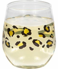 Creative Converting Leopard 14oz Stemless Wine Glass, Foil 1ct Themed Tableware