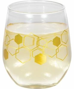 Creative Converting Honeycomb 14oz Stemless Wine Glass, Foil 1ct