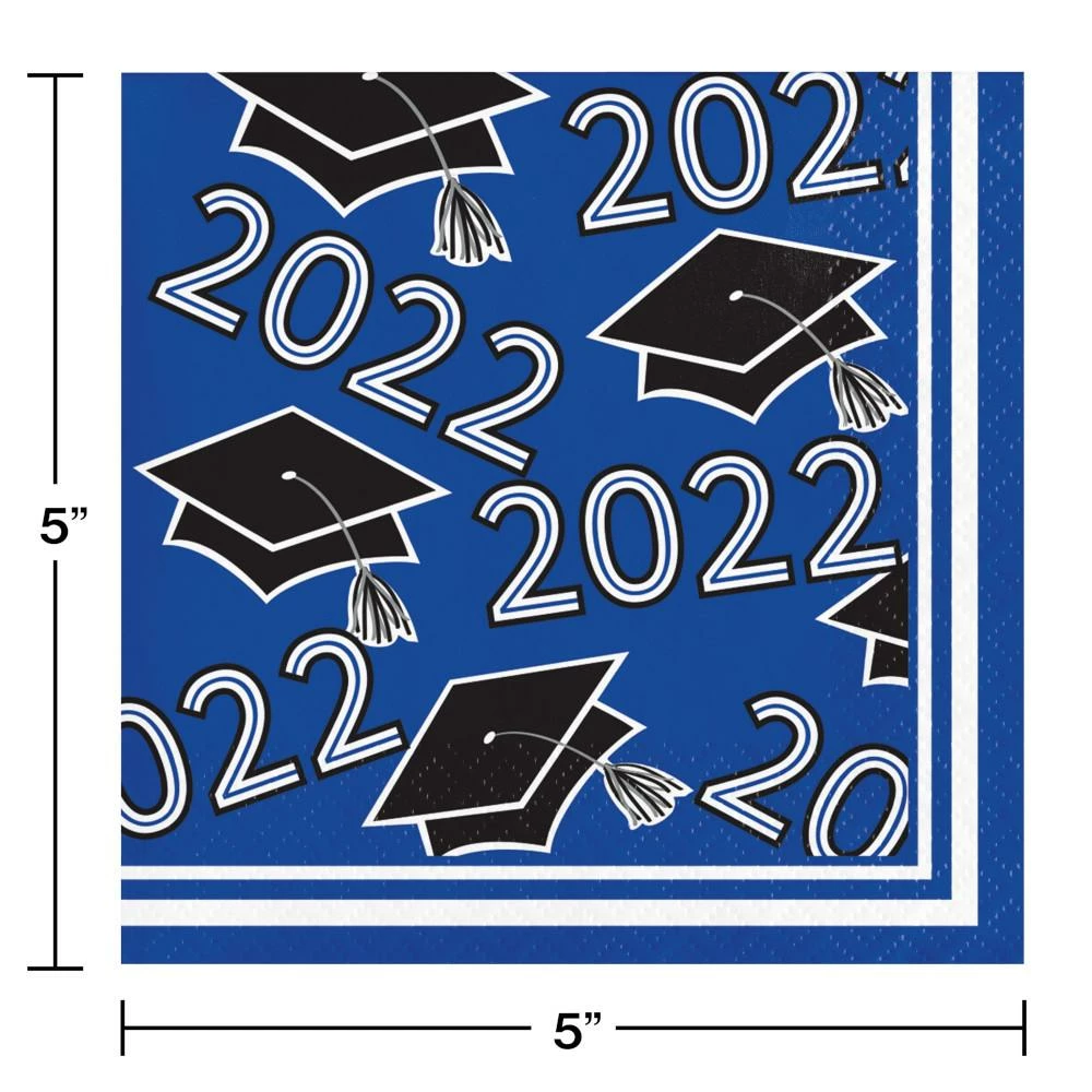 Creative Converting Cobalt Blue Class Of 2022 Beverage Napkins, 36ct