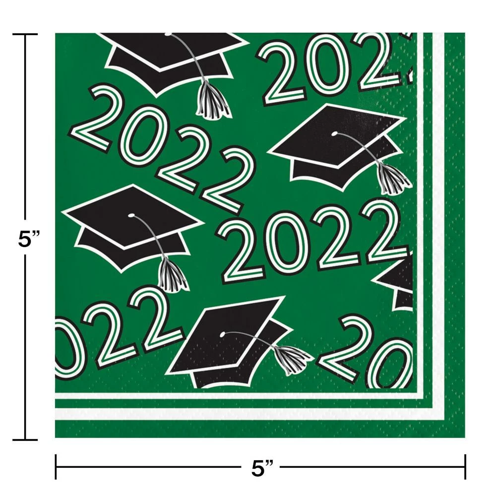 Creative Converting Emerald Green Class Of 2022 Beverage Napkins, 36ct