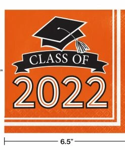 Creative Converting Orange Class Of 2022 Luncheon Napkins, 36ct Graduation Party Supplies