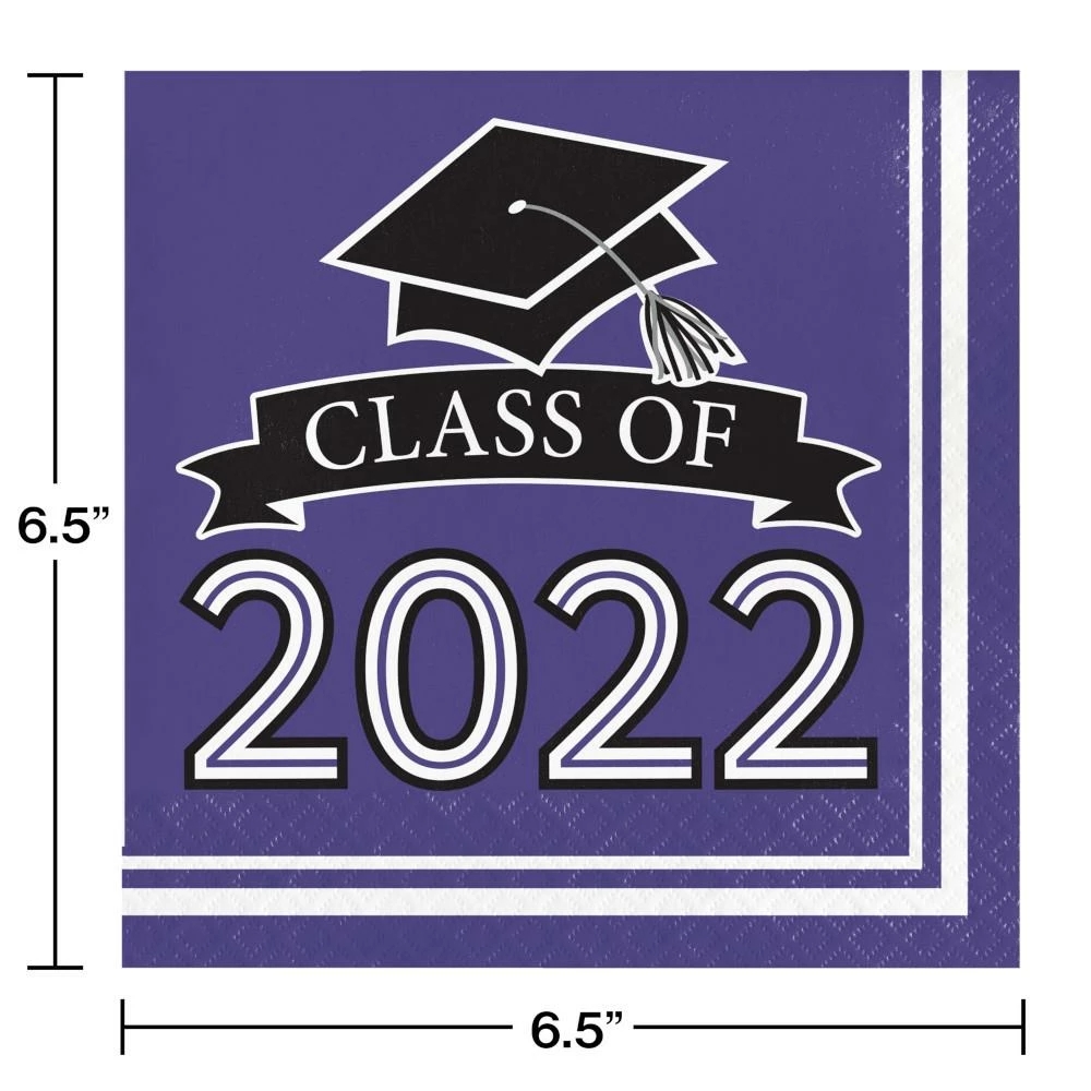 Creative Converting Graduation Party Supplies Purple Class Of 2022 Luncheon Napkins, 36ct